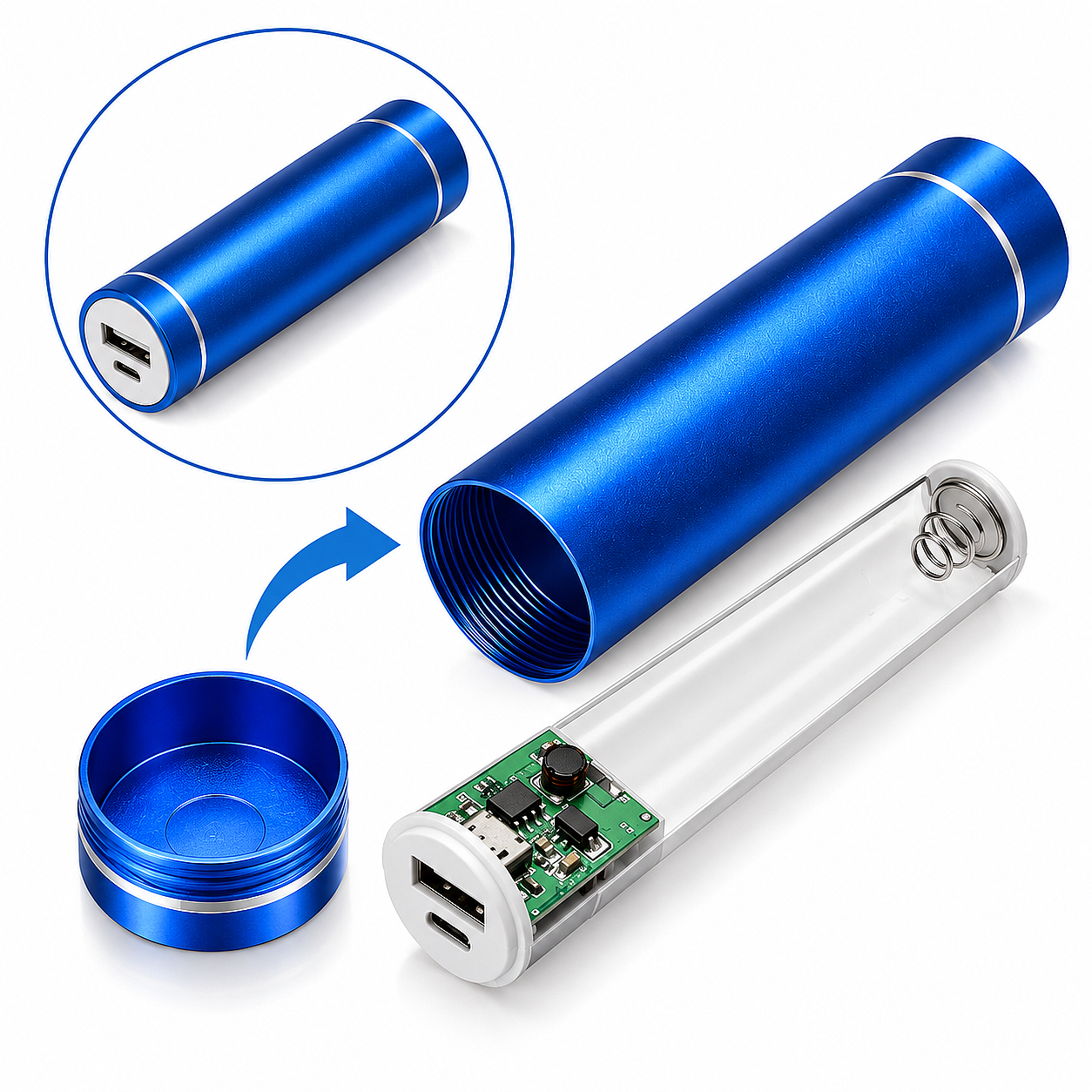 18650 Tekli Metal Powerbank Kutusu – 5V 1A USB Çıkışlı, Type-C Girişli | Kendi Powerbank’inizi Yapmak Artık Çok Kolay! (Çok Al Az Öde İle %20'ye Varan İndirimli) - 2