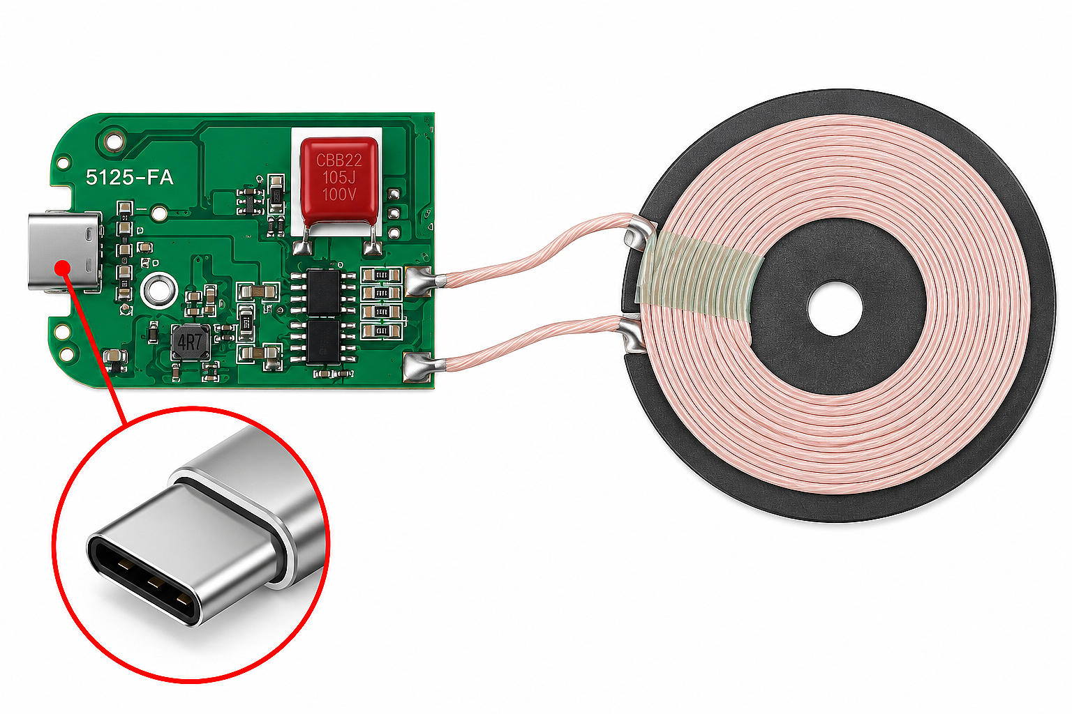 5125-FA Type-C Kablosuz Şarj Modülü – Qi Uyumlu Wireless Şarj Verici Devresi (Çok Al Az Öde İle %20'ye Varan İndirimli) - 2