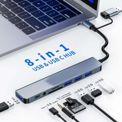 8 Girişli USB Hub Çoklayıcı | USB 3.0 Harici Güç Destekli Yüksek Hızlı Çoklayıcı Dönüştürücü PC Mac Laptop için (Windows 10 ile Kullanılır) (Çok Al Az Öde İle %20'ye Varan İndirimli) - 2
