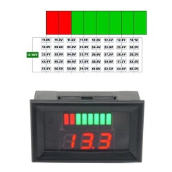 8 Seviye Akü kapasite göstergeli 12V/24V/36V/48V/60V Pillerle Uyumlu Kurşun Asit Voltmetreli Batarya gerilim Test Cihazı - 