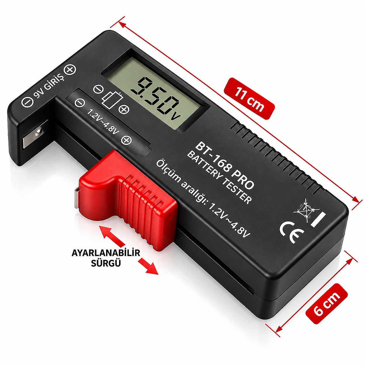 BT-168 PRO Dijital Pil ve Batarya Test Cihazı – 18650, 14500, 16340, 10440, AA, AAA, C, D ve 9V Uyumlu (Çok Al Az Öde İle %20'ye Varan İndirimli) - 2