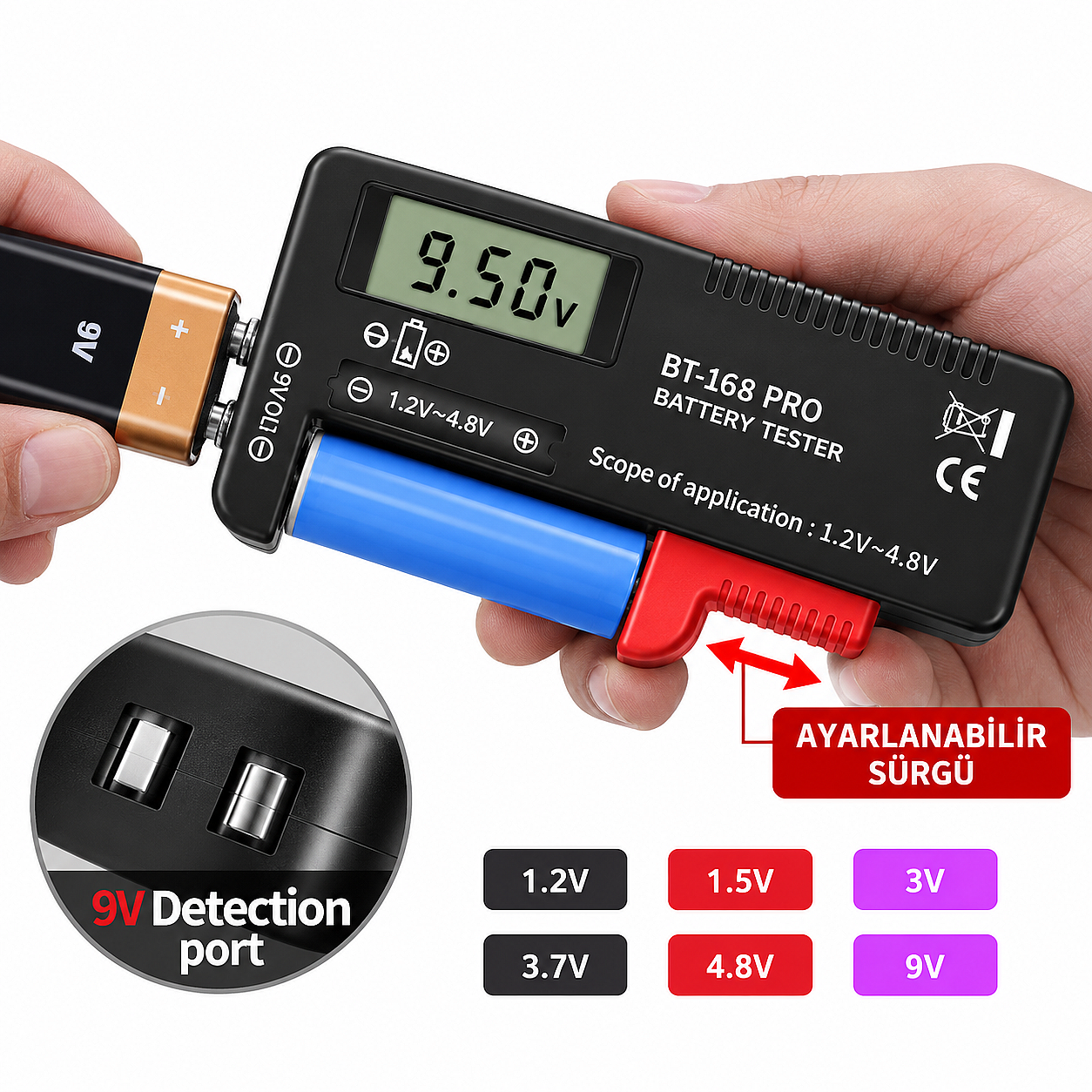 BT-168 PRO Dijital Pil ve Batarya Test Cihazı – 18650, 14500, 16340, 10440, AA, AAA, C, D ve 9V Uyumlu (Çok Al Az Öde İle %20'ye Varan İndirimli) - 1