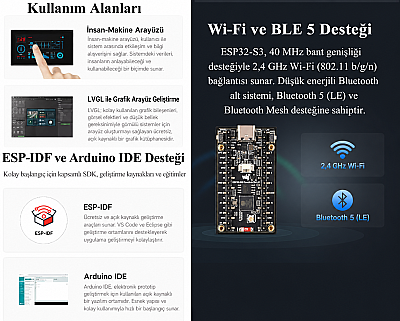 WAVESHARE - ESP32-S3 1.9'' LCD 170x320 Waveshare Wi-Fi Bluetooth Geliştirme Kartı - 4