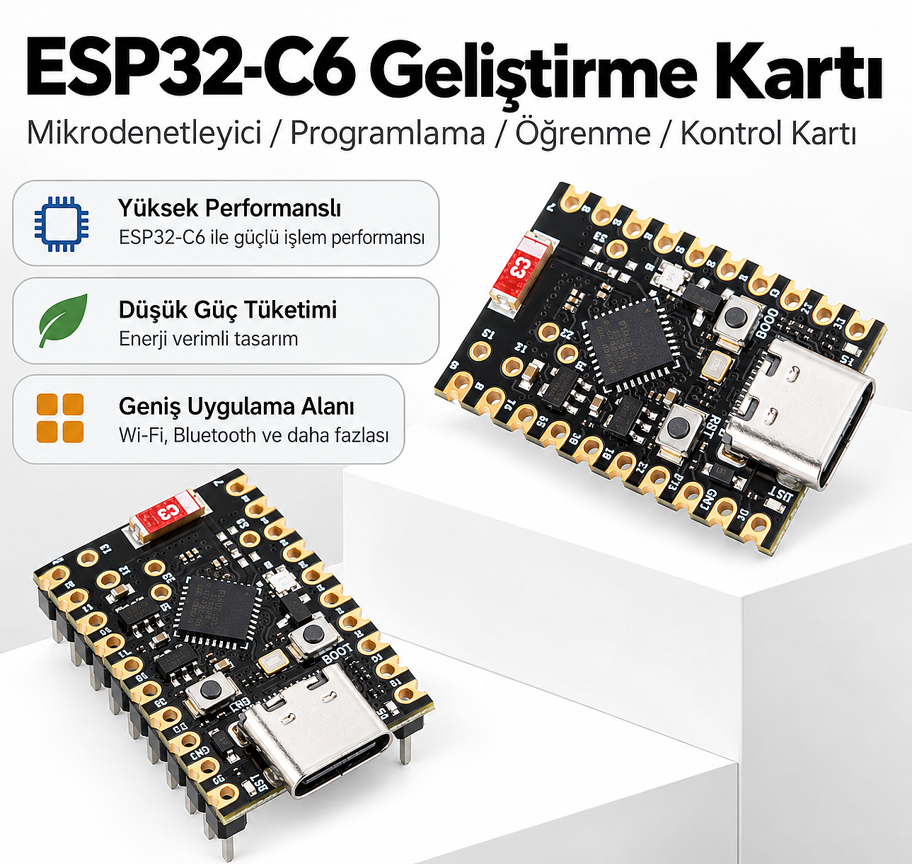 ESP32-C6 Super Mini WiFi 6 Bluetooth 5 BLE Geliştirme Kartı – RISC-V, USB Type-C (Çok Al Az Öde İle %20'ye Varan İndirimli) - 