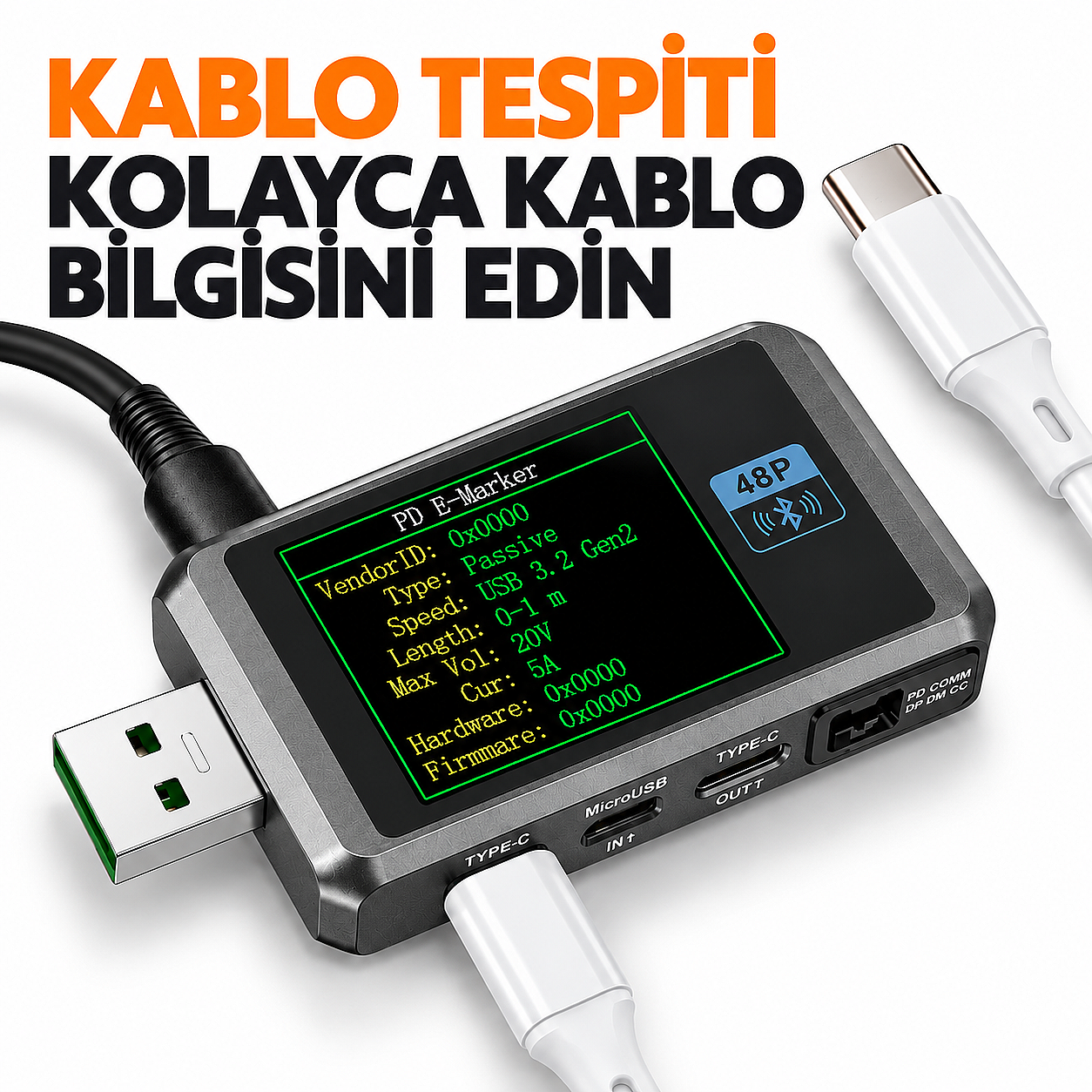 FNIRSI FNB48P 165W USB Type-C Test Cihazı – Bluetooth, PD Hızlı Şarj, Voltaj Akım Güç ve Kapasite Ölçer (Çok Al Az Öde İle %20'ye Varan İndirimli) - 3