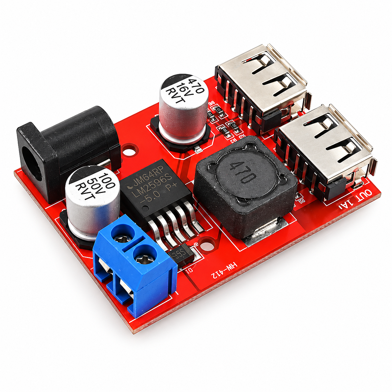 LM2596S Çift USB DC-DC Voltaj Düşürücü – 6-40V Giriş, 5V 3A Sabitleyici Güç Modülü (Çok Al Az Öde İle %20'ye Varan İndirimli) - 1
