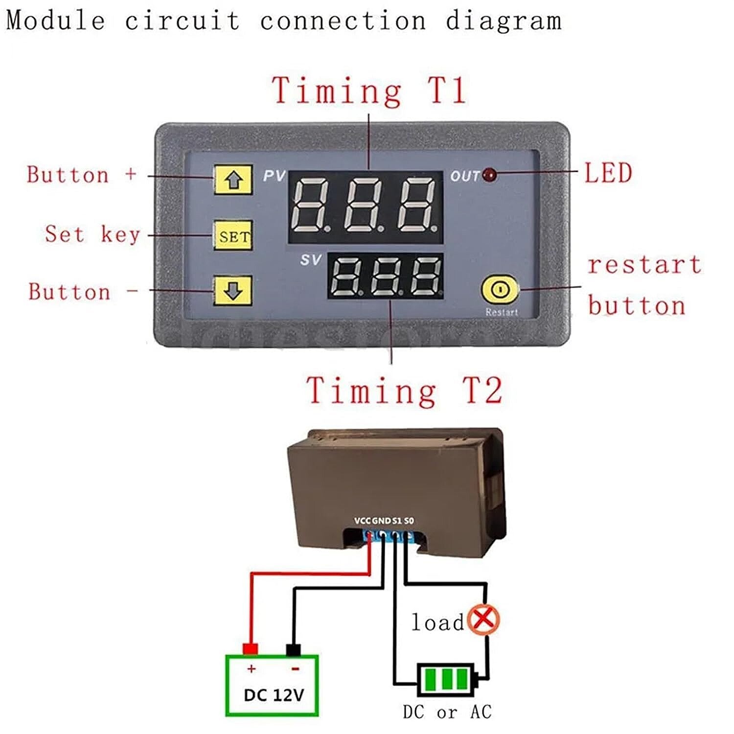 T3230 12V 20A Programlanabilir Dijital LED Ekranlı Zamanlayıcı Gecikme Rölesi - Döngüsel Zaman Ayarlı Kontrol Kartı (Çok Al Az Öde İle %20'ye Varan İndirimli) - 4