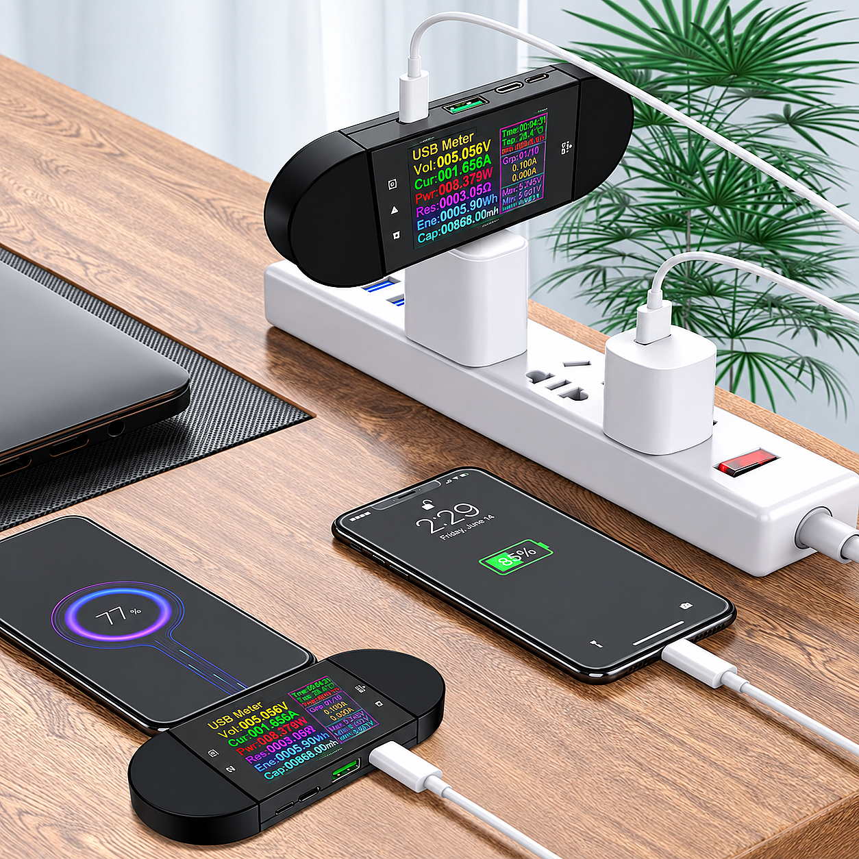 UD24 USB 2.4 Bluetooth Dijital Voltaj Akım Güç ve Kapasite Ölçer – DC 5.5 / Type-C / Micro USB Test Cihazı (Çok Al Az Öde İle %20'ye Varan İndirimli) - 2