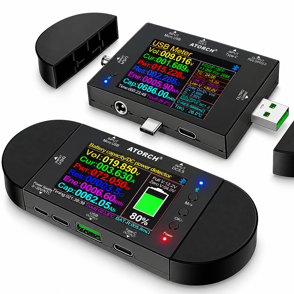 UD24 USB 2.4 Bluetooth Dijital Voltaj Akım Güç ve Kapasite Ölçer – DC 5.5 / Type-C / Micro USB Test Cihazı (Çok Al Az Öde İle %20'ye Varan İndirimli) - 