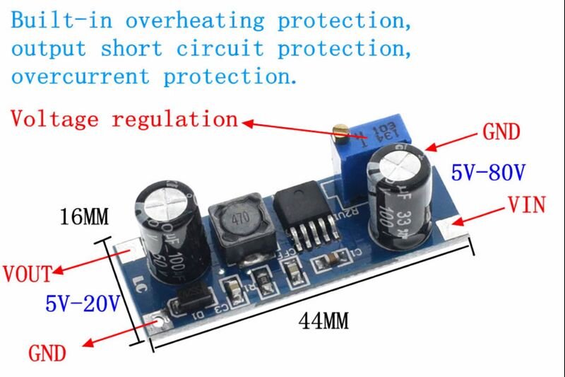 XL7015 DC-DC 5-80V Ayarlanabilir Voltaj Düşürücü Güç Kaynağı Modül - 2